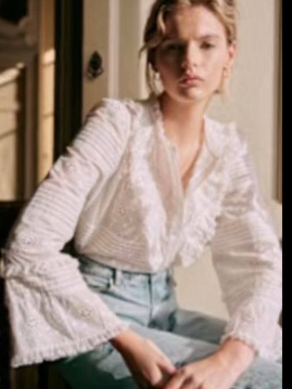 Sezane Nele Shirt Ecru - Size 6